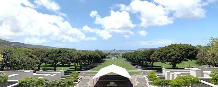View toward Diamond Head from National Memorial Cemetery of the Pacific
